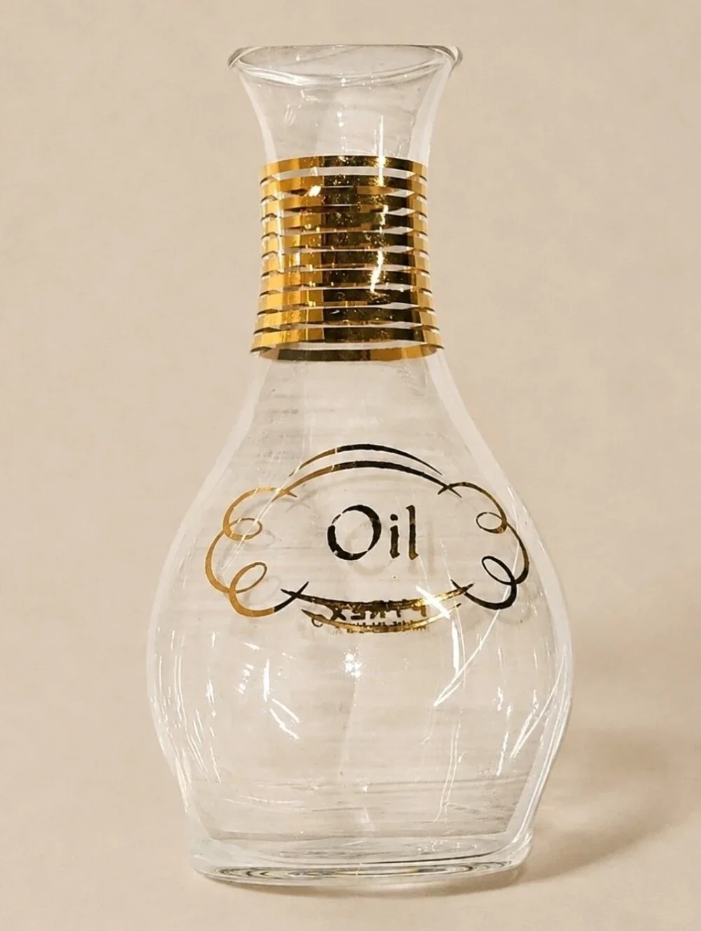 Vintage PYREX No 100 Oil Cruet Gold Black MCM Glass Made USA 1960s